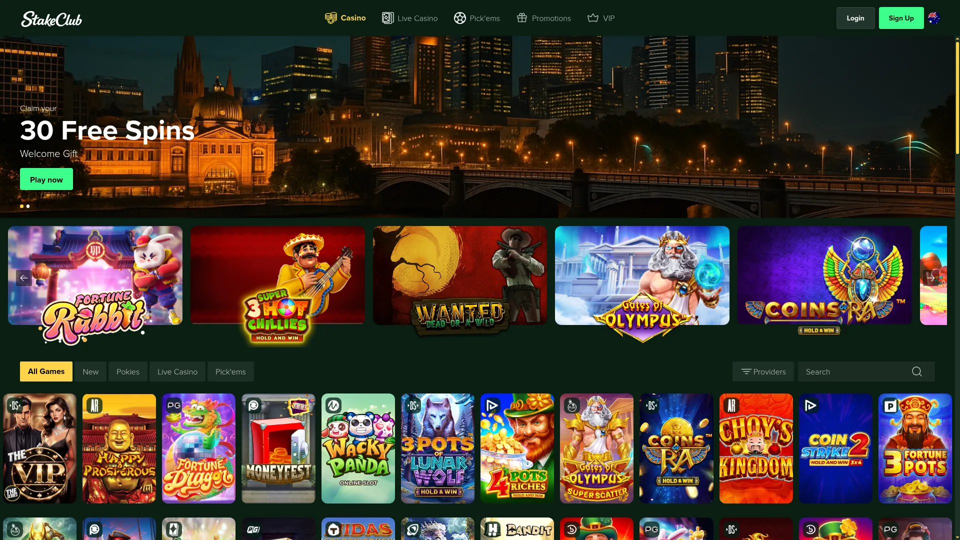 Stakeclub Casino desktop view